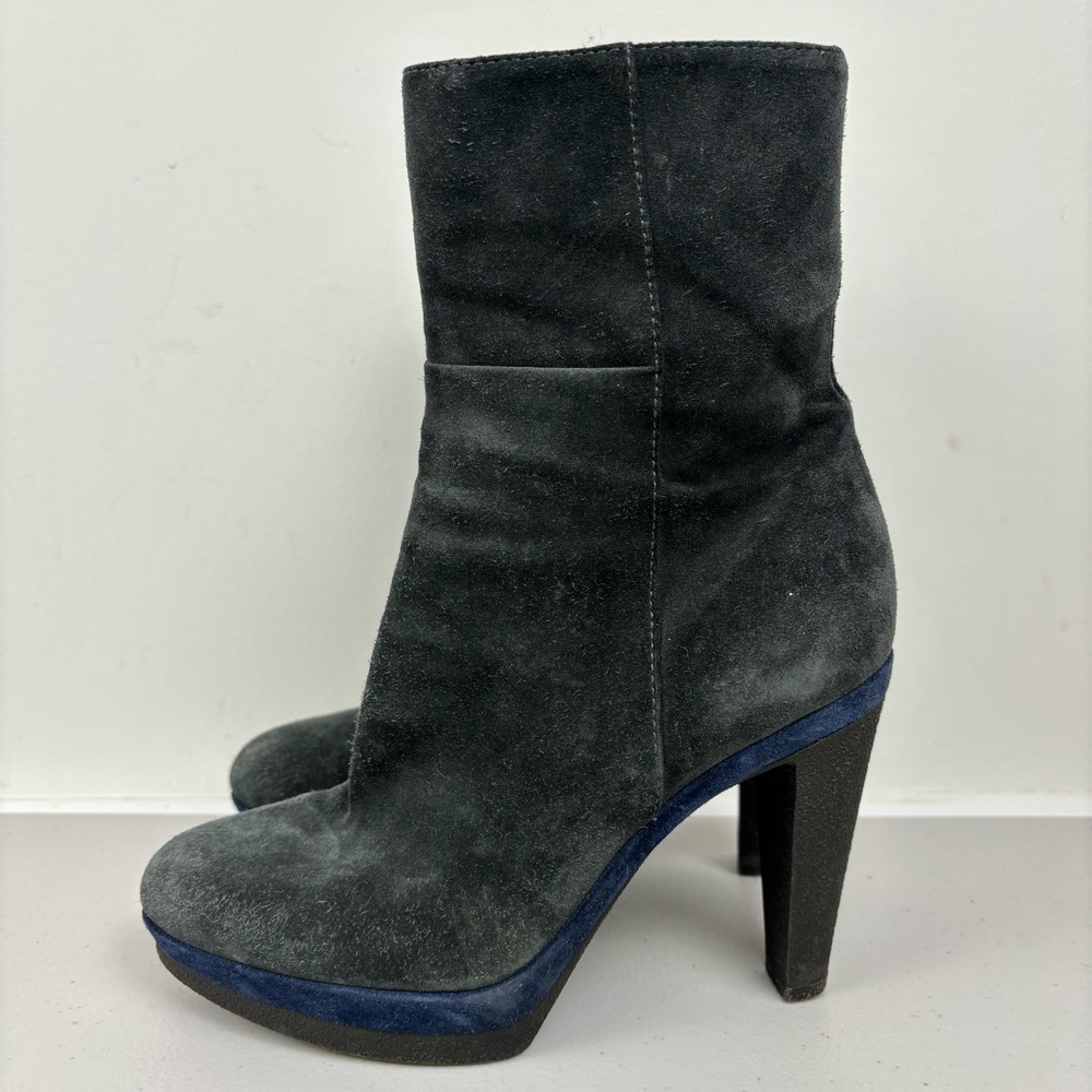 Sergio Rossi Booties Black Gray High Heel Suede size EU 37.5 US 7.5